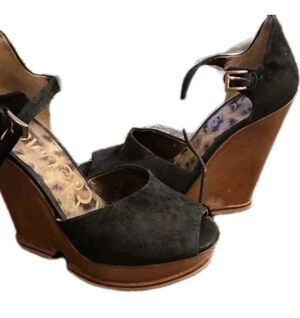 Sam Edelman Black Suede Javi Wedge sz 7.5